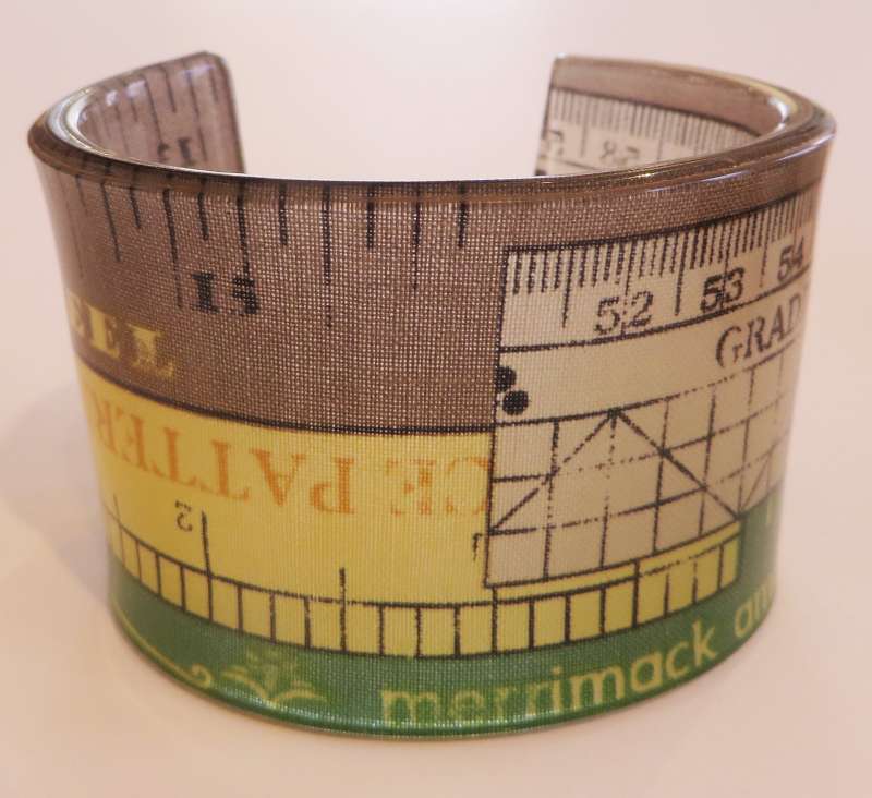 White, Brown, Yellow and Green Tape Measure Double Cuff